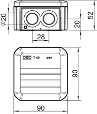 OBO Boîte De Jonction IP67 Avec Entrées M20 90x90x52mm - 2007901