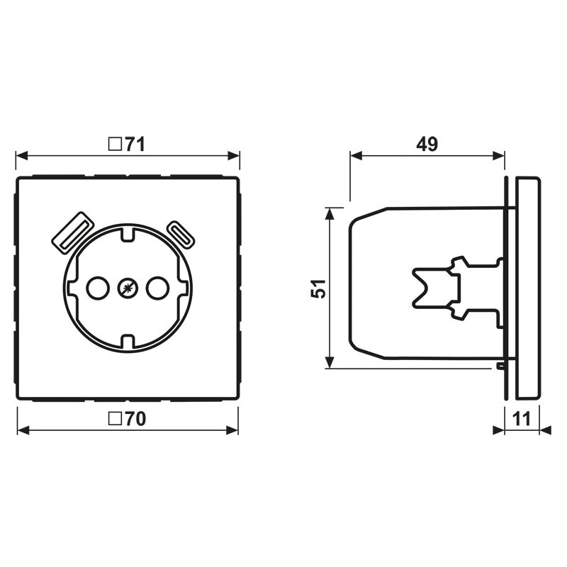 Prise Murale Antique En Laiton Jung Avec Ports USB A Et C - ME1520-15CAAT