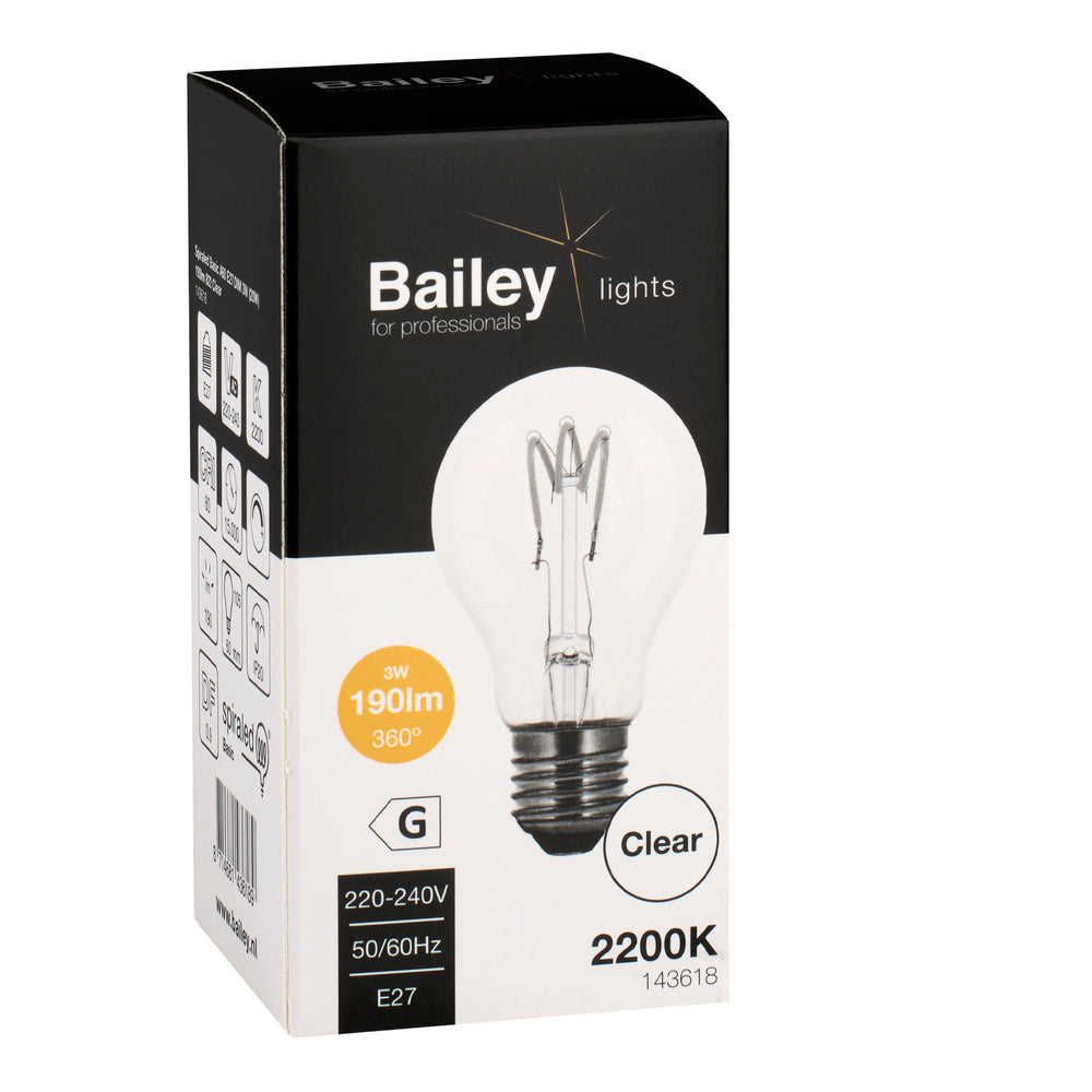 Bailey Spiraled Basic A60 E27 3W LED Filament Bulb 2200K - 143618
