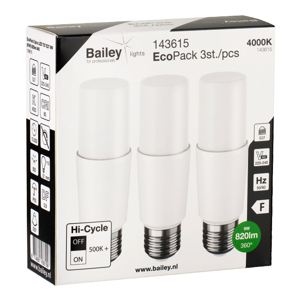 Bailey Ecopack Led T37 E27 9W 4000K - 143615 [3 Pièces]