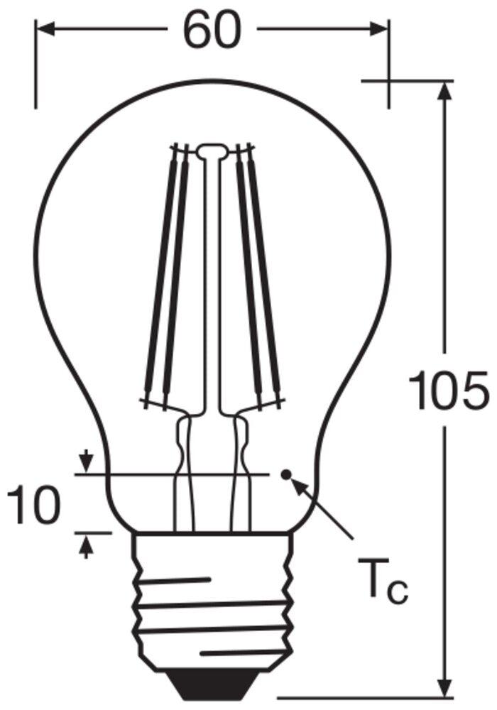 Ampoule Filament Claire Led Classique A19 7.5W E27 827