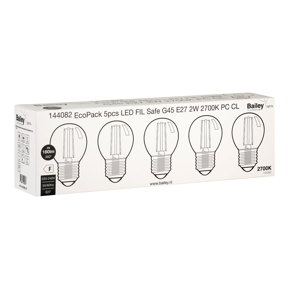 Ampoule Filament Led Sûre G45 E27 2W Incassable - 144082 [5 Pièces]