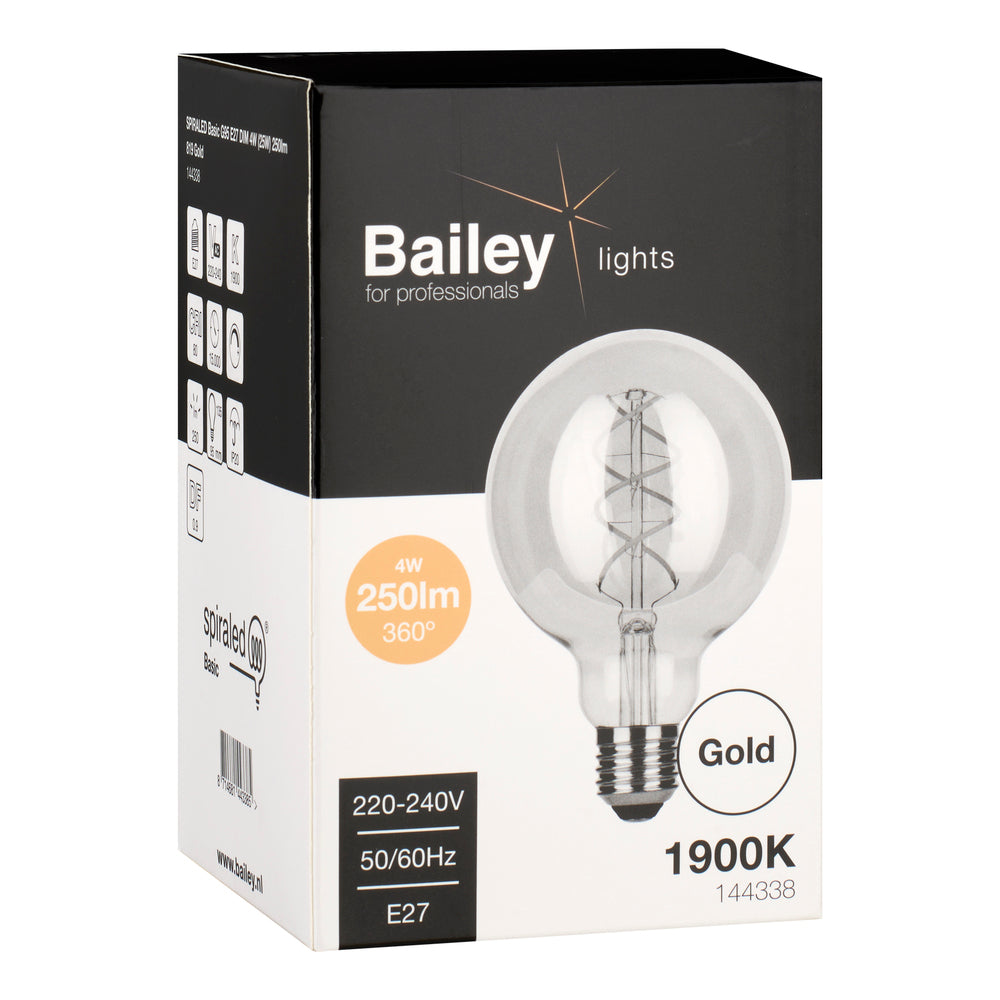 Bailey Spirale De Base G95 LED Filament Globe Lampe E27 4W Or - 144338