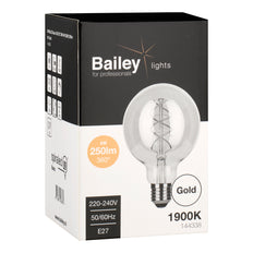 Bailey Spirale De Base G95 LED Filament Globe Lampe E27 4W Or - 144338