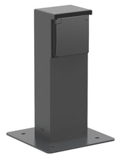 Black Outdoor Socket Post With Ground Plate IP55 - 761-36915
