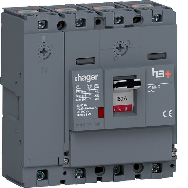 Hager H3+ P160 Interrupteur De Charge À 4 Pôles 160A - HCS161AC