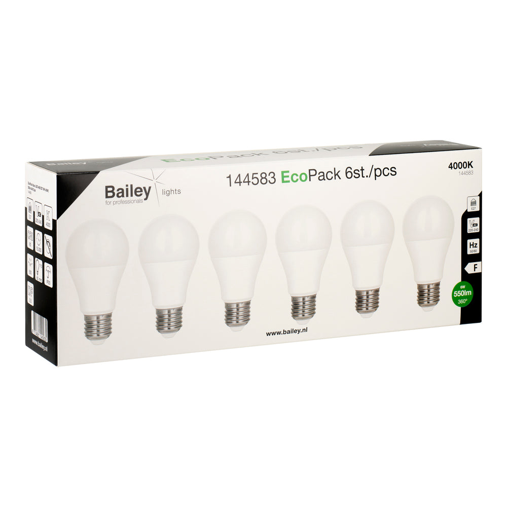 EcoPack Led A60 E27 6W 4000K Ampoule - 144583 [6 Pièces]