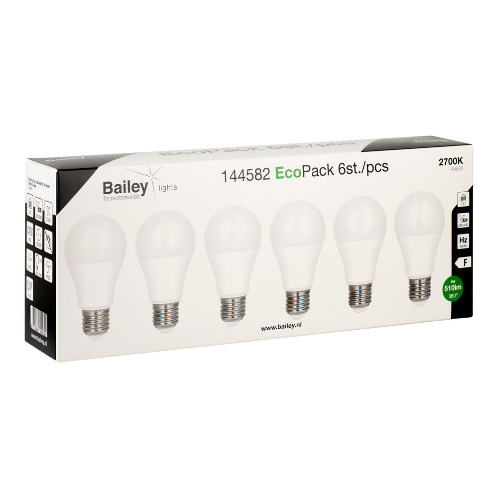 EcoPack LED A60 E27 6W Blanc Chaud Ampoule - 144582 [6 Pièces]