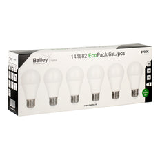 EcoPack LED A60 E27 6W Blanc Chaud Ampoule - 144582 [6 Pièces]