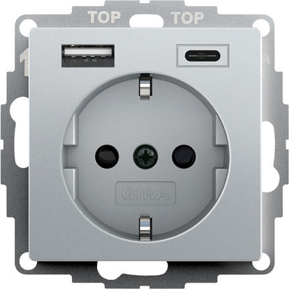 Gira Système 55 Prise Murale Usb Double Aluminium - 245926