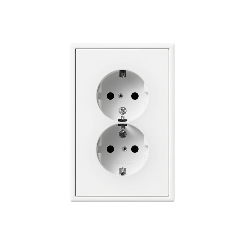 Jung LS990 Prise Double Mate Blanche Avec Contact De Sécurité - LS5015KIWWM