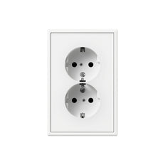 Jung LS990 Prise Double Mate Blanche Avec Contact De Sécurité - LS5015KIWWM