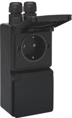 Niko Hydro IP55 Prise De Surface Verticale Double 16A 250V Noir - 761-37835