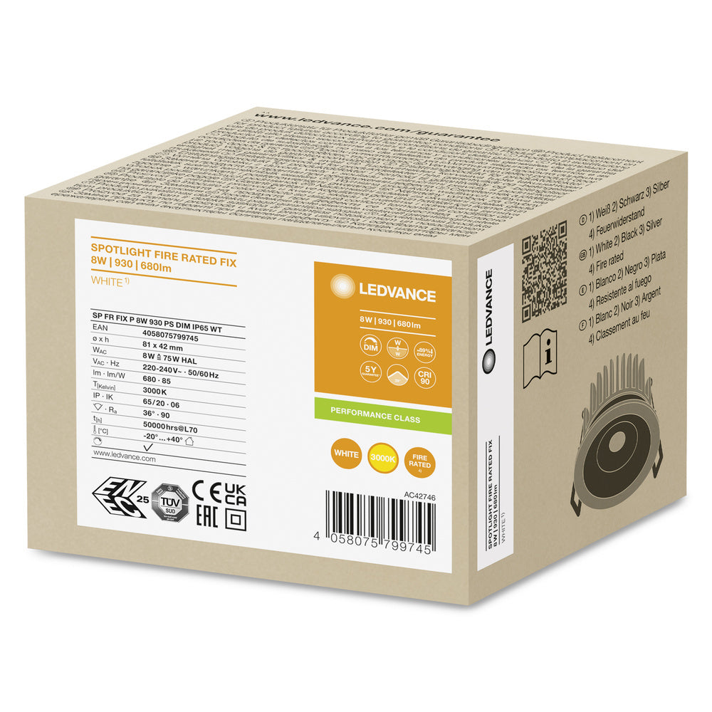 Projecteur Encastré Led Résistant Au Feu 8W IP65 Dimmable 930 - 4058075799745