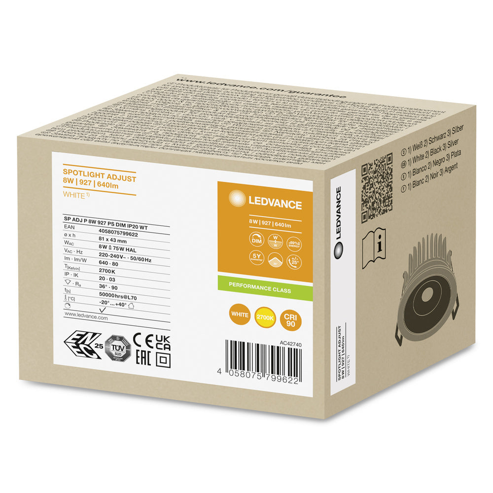 Ledvance 8W Spot Led Ajustable 927 Dimmable Blanc - 4058075799622
