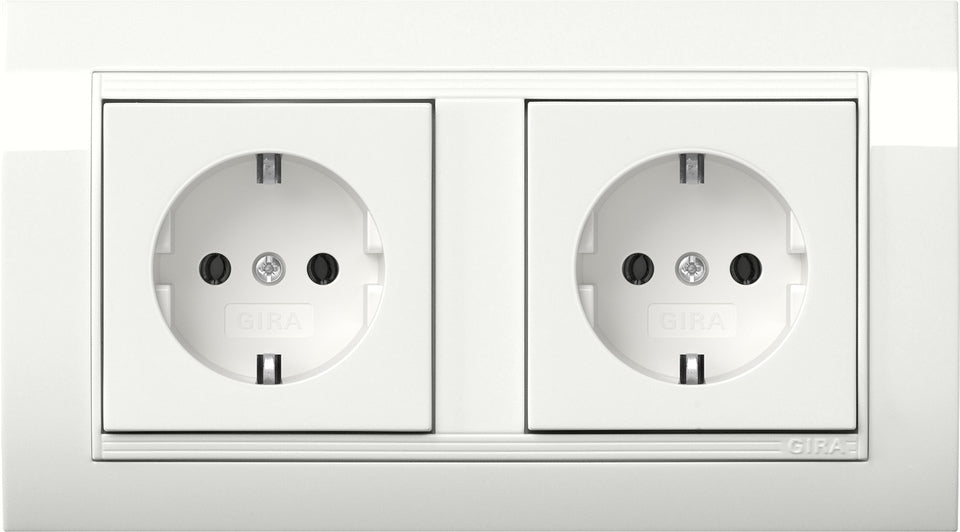 Gira Standard 55 Dual SCHUKO Socket With Frame Pure White - 4921023