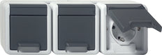 Gira Prise Schuko Triple Avec Capot À Charnière IP44 Gris - 478930