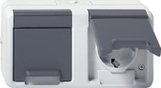 Prise Schuko Double Gira Avec Capot À Charnière IP44 Gris - 478130