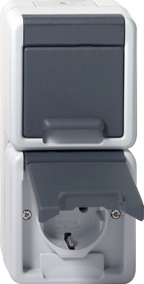 Prise Schuko Double Gira IP44 Verticale Grise - 478030