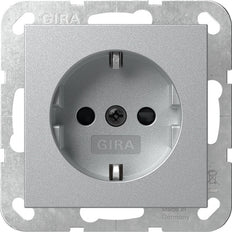 Gira System 55 Safety Plus Socket Outlet Aluminum - 475526