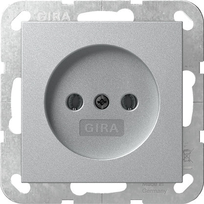Gira System 55 Aluminum Socket Without Ground Contact - 448026
