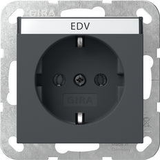 Gira Système 55 Prise Terre Avec Espace Pour Étiquette Anthracite - 445728