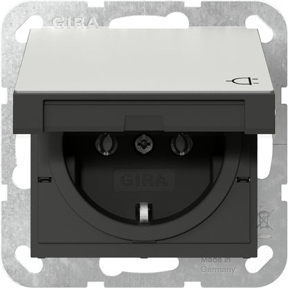 Gira Système 55 Acier Inoxydable Prise Schuko Avec Capot À Charnière - 4454600