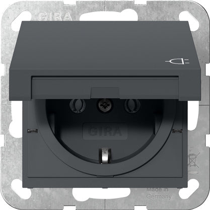 Gira Système 55 Prise Schuko Avec Capot Pliable Anthracite - 445428