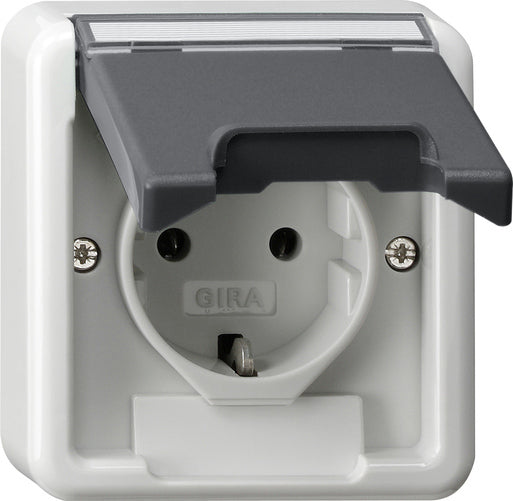 Gira IP44 Prise De Courant En Saillie SCHUKO Avec Capot À Charnière Gris - 445035