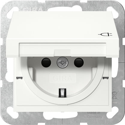 Prise Schuko Gira Système 55 Avec Capot De Sécurité À Charnière - 441403
