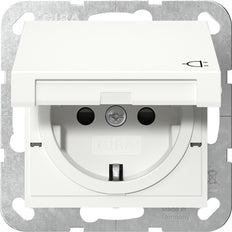 Prise Schuko Gira Système 55 Avec Capot De Sécurité À Charnière - 441403