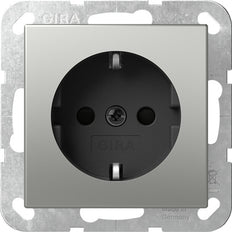 Gira Système 55 Acier Inoxydable Prise SCHUKO - 4188600