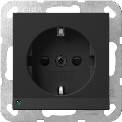 Gira Système 55 Led Sécurité Plus Prise Schuko Noir Mat - 4170005