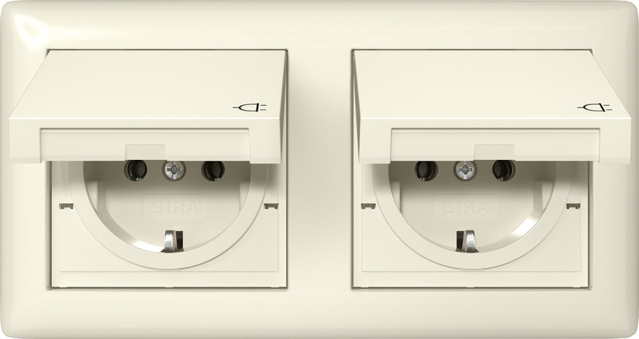 Gira Standard 55 Dual SCHUKO Socket IP44 With Cover - 415801