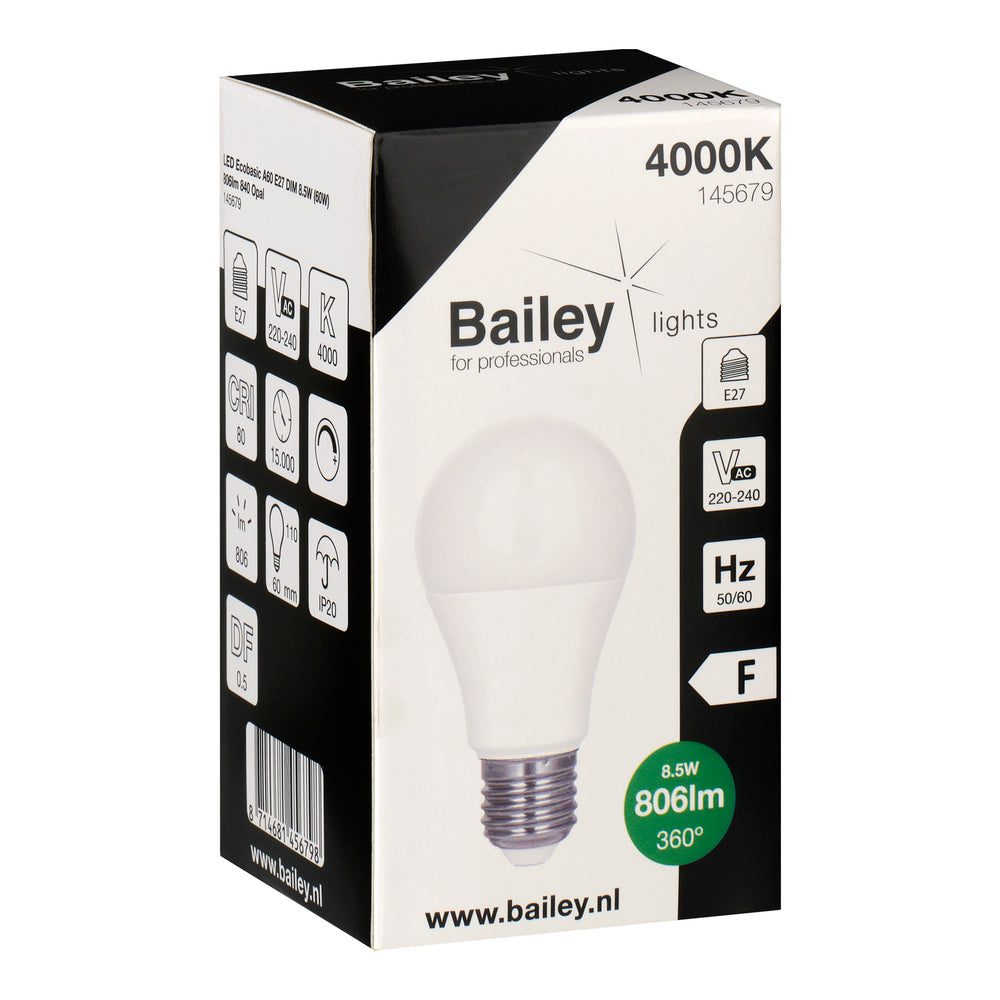 Bailey Ecobasic Led A60 E27 8.5W Dimmable 4000K Ampoule - 145679 [2 Pièces]