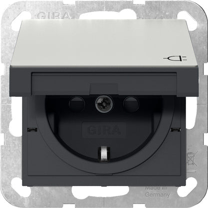 Gira Système 55 Acier Inoxydable Prise Schuko Avec Capot - 4414600