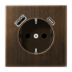 Prise Murale Antique En Laiton Jung Avec Ports USB A Et C - ME1520-15CAAT