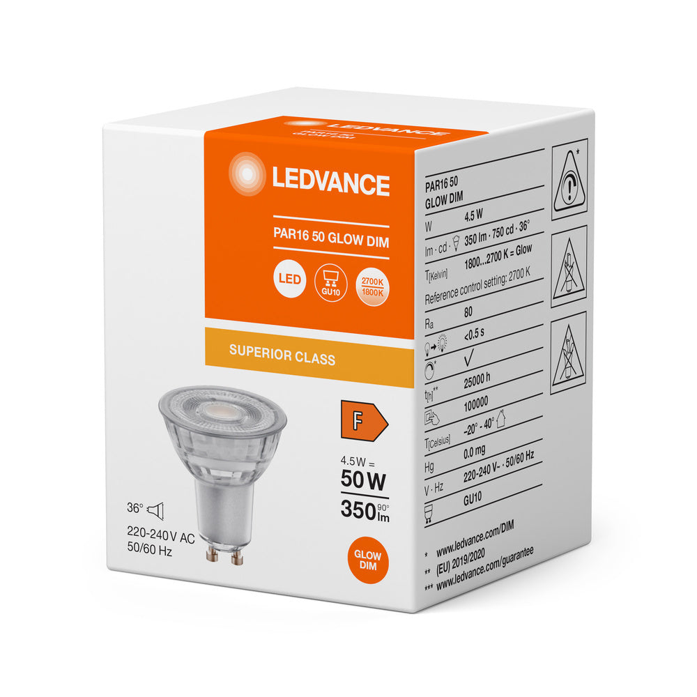 LEDVANCE Supérieur GLOWdim PAR16 GU10 Spot LED 4.5W - 4099854071430