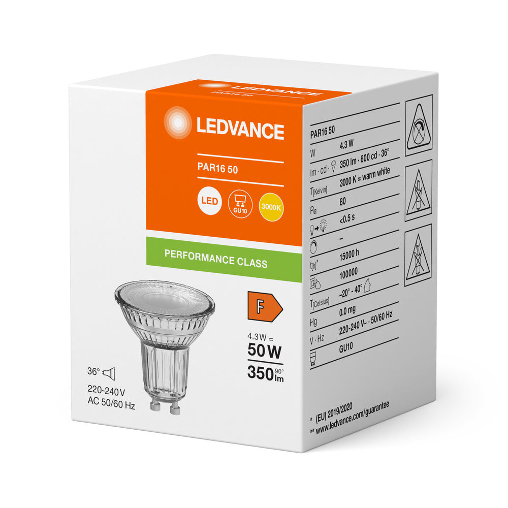 Ledvance Par16 Gu10 Spot Led 4.3W 830 350Lm - 4099854067891 [2 Pièces]