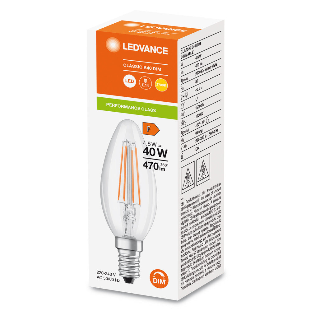 Led Classique B40 Dimmable Filament Bougie 4.8W E14 827 - 4099854067532
