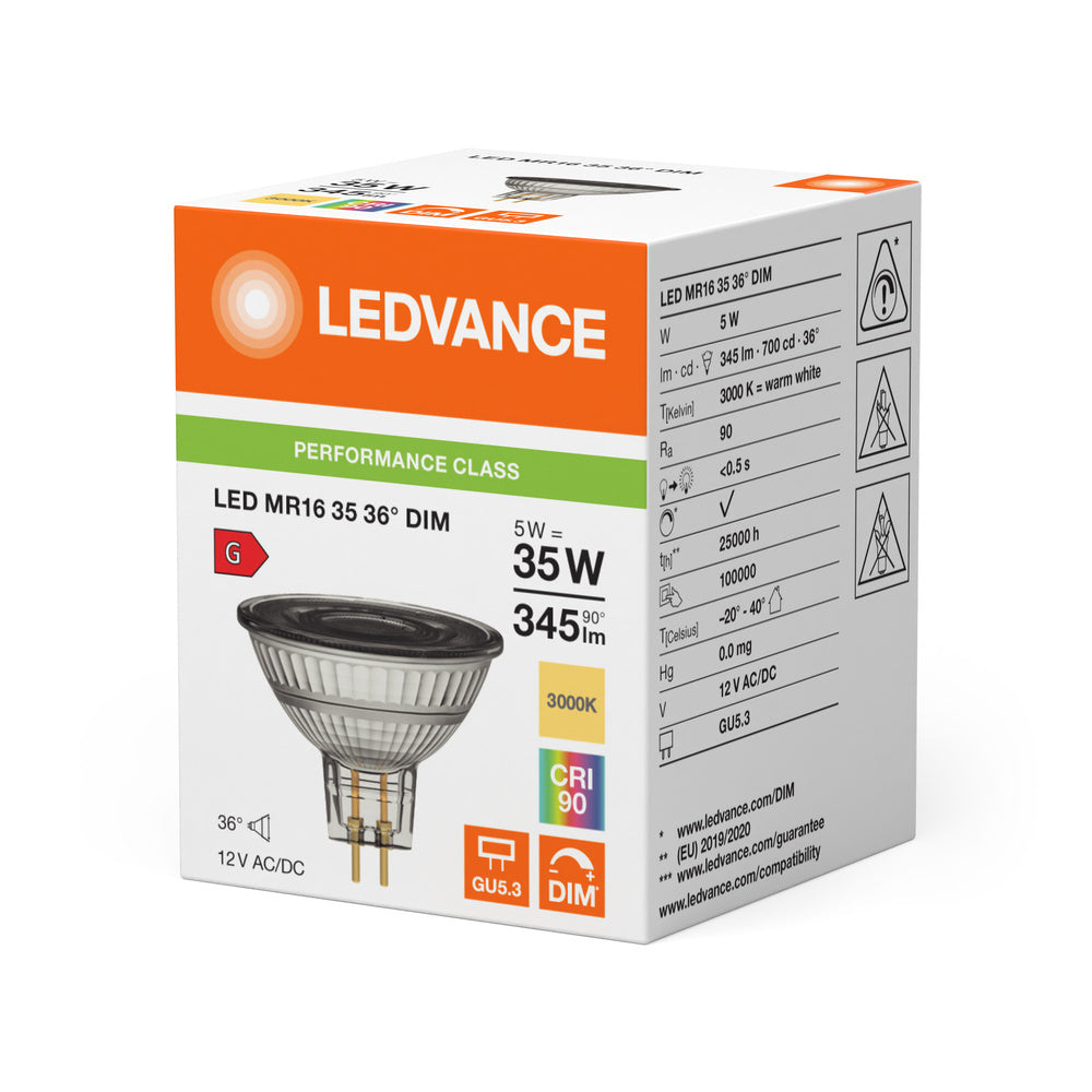LEDVANCE Performance MR16 GU5.3 5W 930 Spot Dimmable - 4099854059711