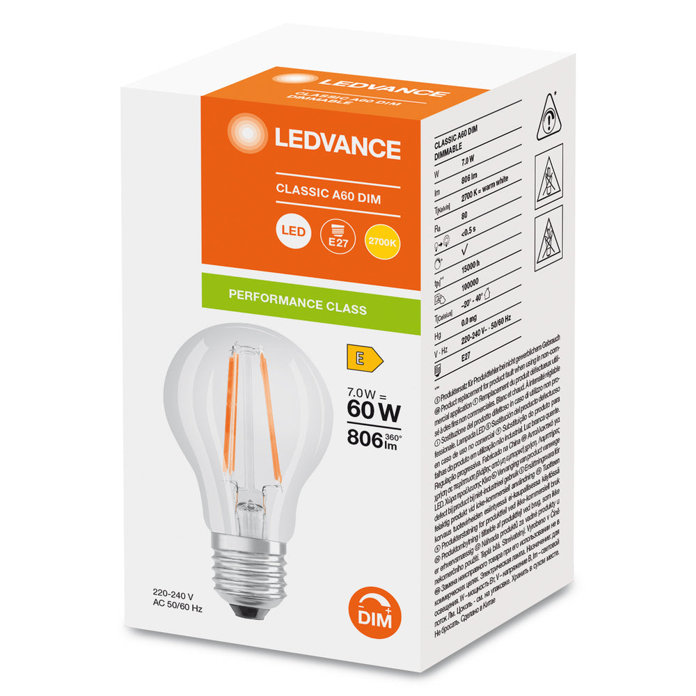 Ampoule Led Dimmable Classique A19 7W E27 827 Transparent Filament - 4099854054396