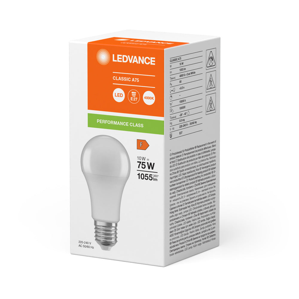 LEDVANCE Classic A19 LED 10W 840 Givré E27 Ampoule - 4099854048869 [2 Pièces]