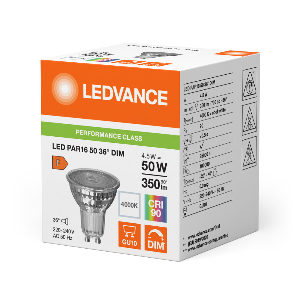 Ledvance Par16 Gu10 Spot Led 4.5W 940 Dimmable - 4099854045509
