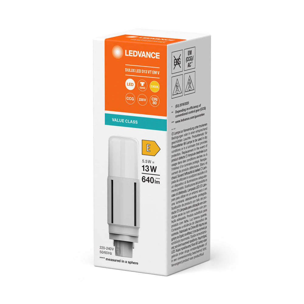 LEDVANCE Dulux LED D13 5.5W G24D CCG Lampe Compatible - 4058075821811