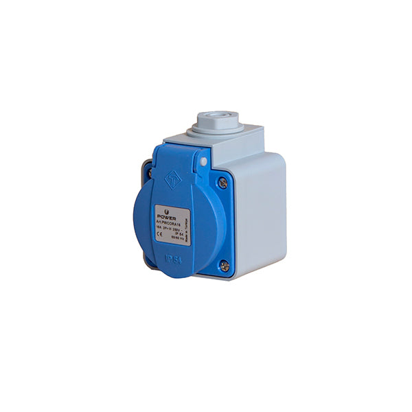 Prise De Courant En Saillie 16A IP54 Grise Bleue - PWCORA16 [2 Pièces]