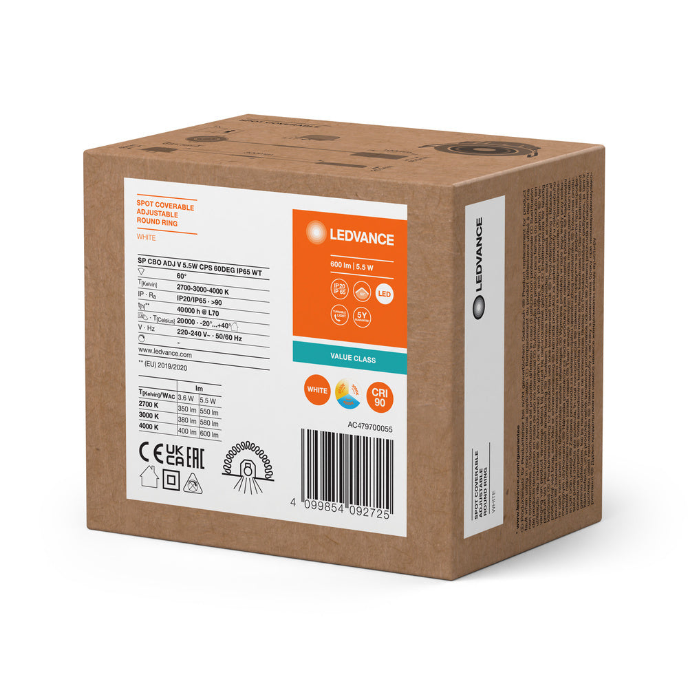 LEDVANCE Spot Réglable CCT IP65 5.5W - 4099854092725