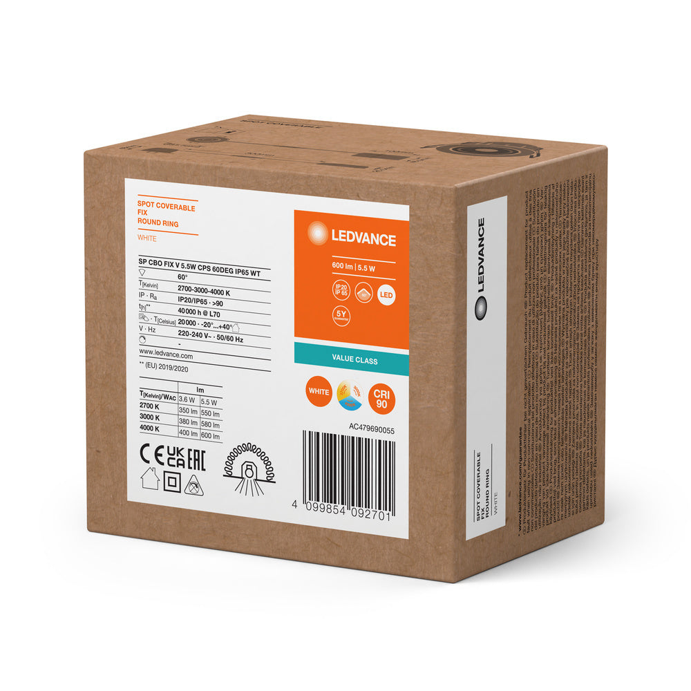 LEDVANCE 5.5W CCT Réglable IP65 Spot Encastré - 4099854092701