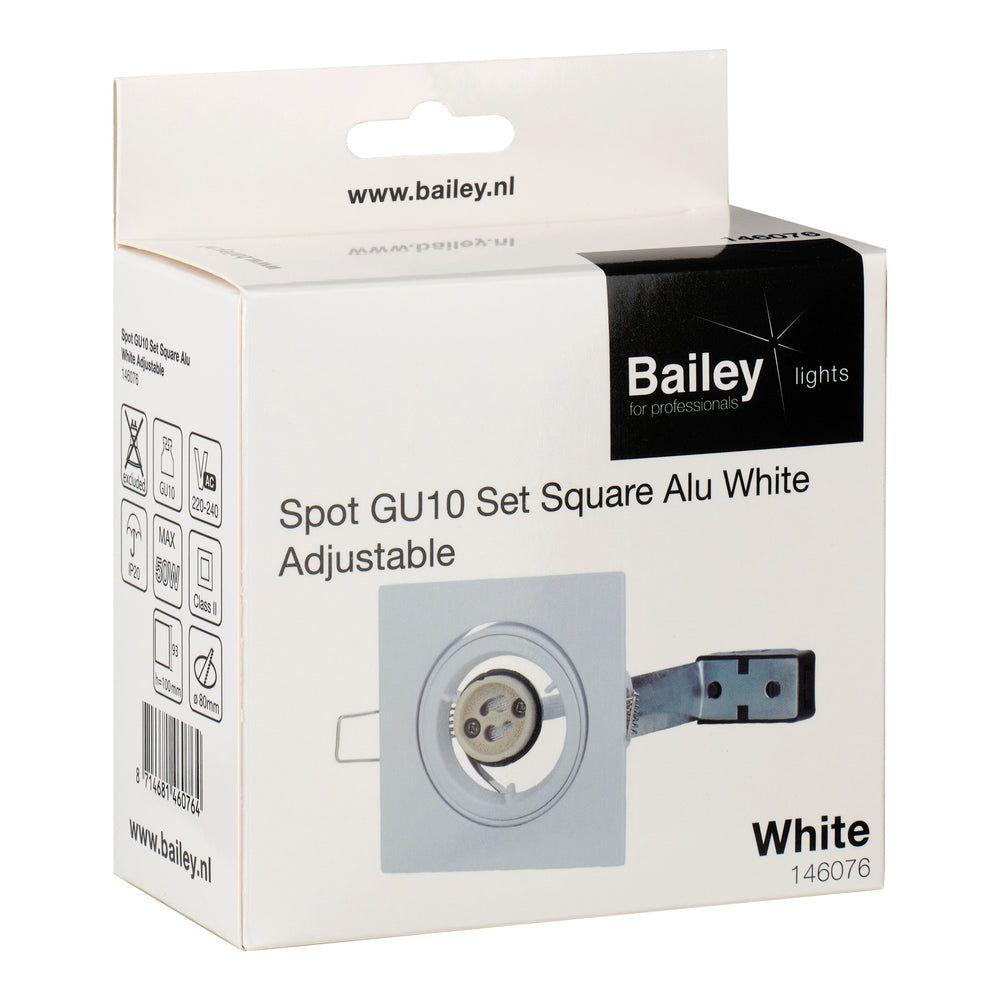Spot Réglable Carré GU10 Encastré Aluminium Blanc - 146076