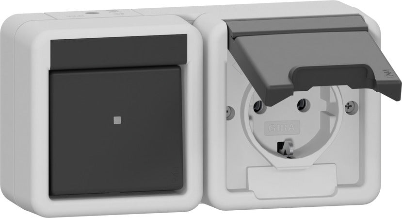 Gira 417730 Prise Combinée Horizontale IP44 Grise - 417730